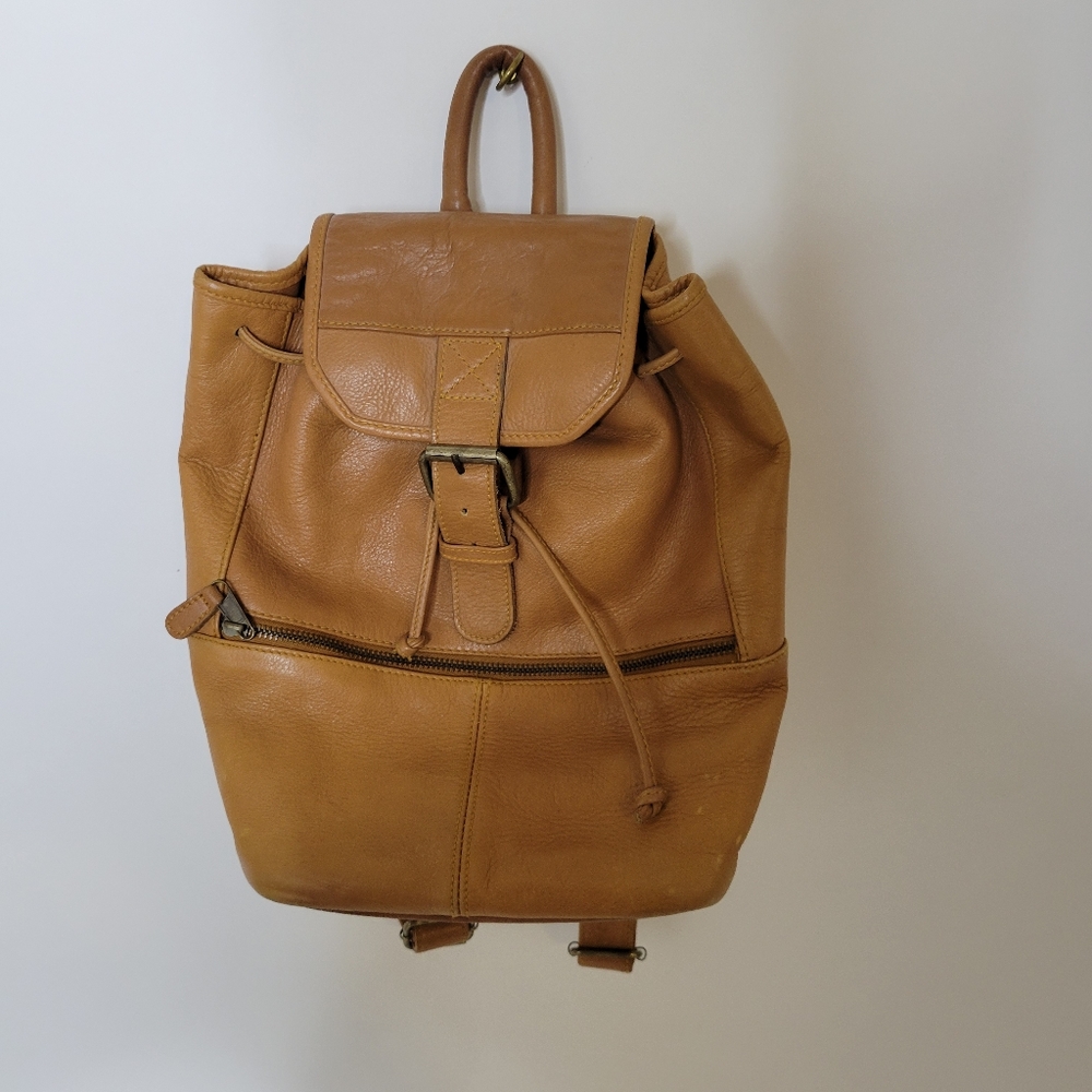 Vintage 90's Marlboro Leather Tan Mini City Moto Backpack